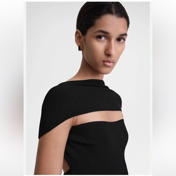 NEW Toteme Slip Through Knit Midi Dress Black Size Large - Picture 11 of 11